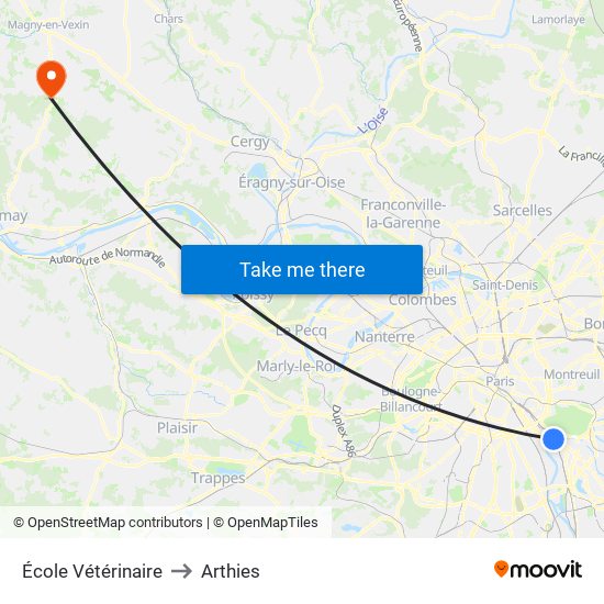 École Vétérinaire to Arthies map