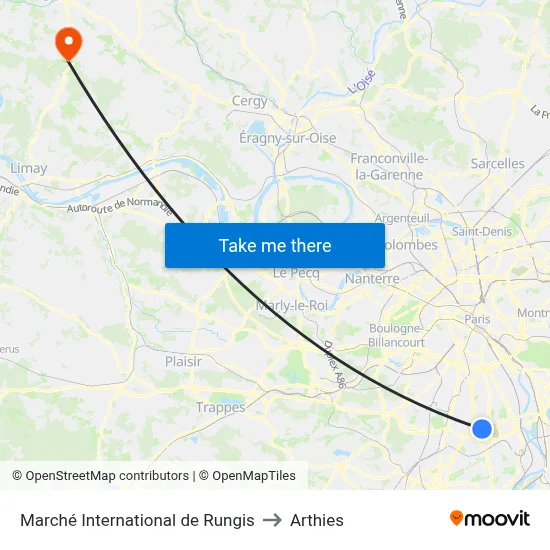 Marché International de Rungis to Arthies map