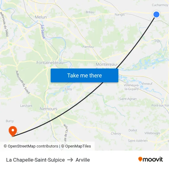 La Chapelle-Saint-Sulpice to Arville map