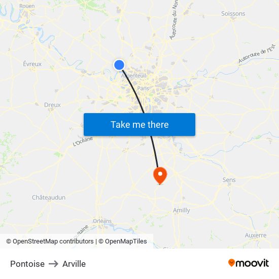 Pontoise to Arville map