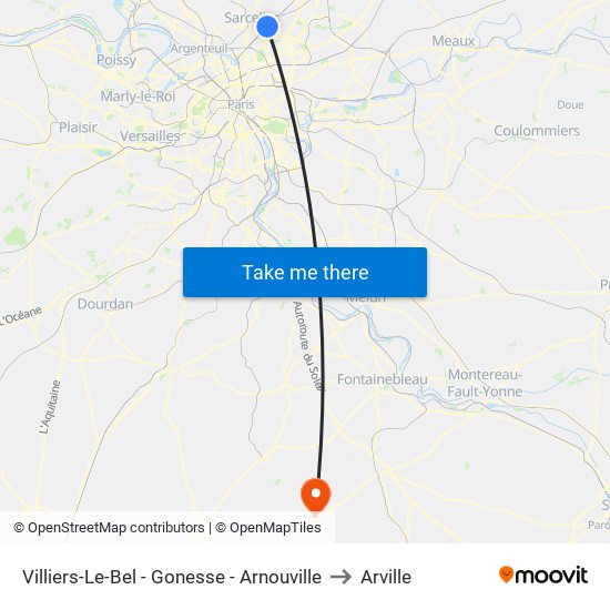 Villiers-Le-Bel - Gonesse - Arnouville to Arville map