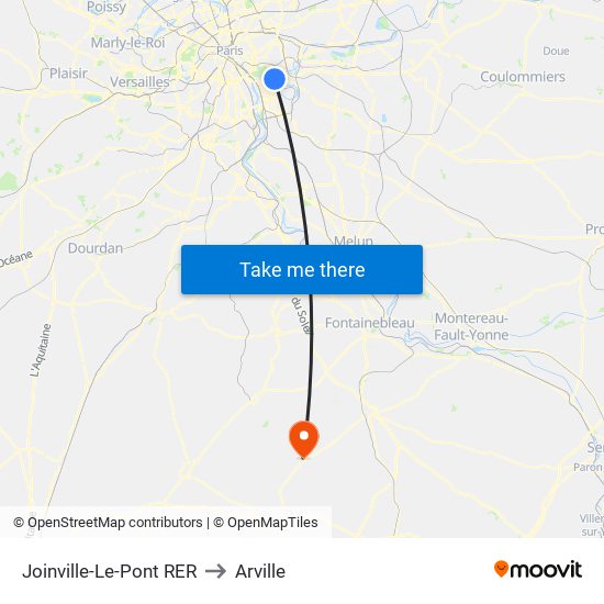 Joinville-Le-Pont RER to Arville map