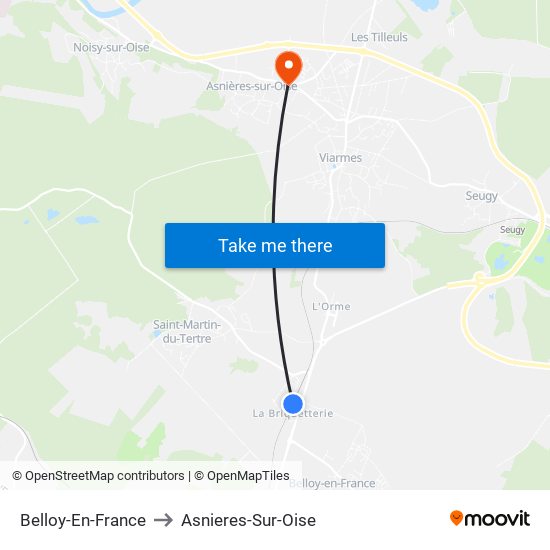 Belloy-En-France to Asnieres-Sur-Oise map