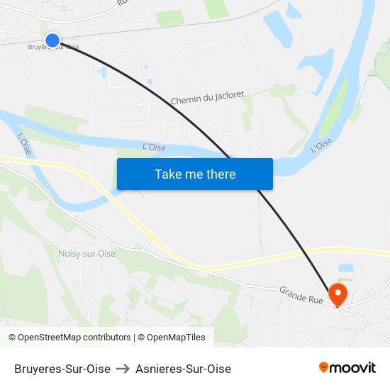 Bruyeres-Sur-Oise to Asnieres-Sur-Oise map