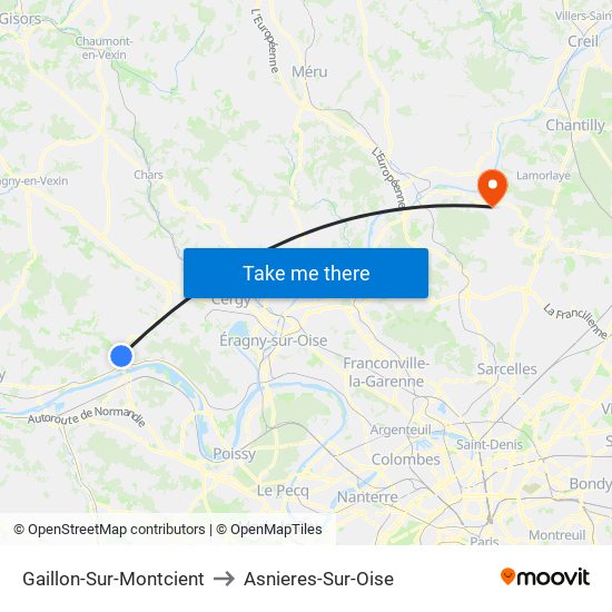 Gaillon-Sur-Montcient to Asnieres-Sur-Oise map