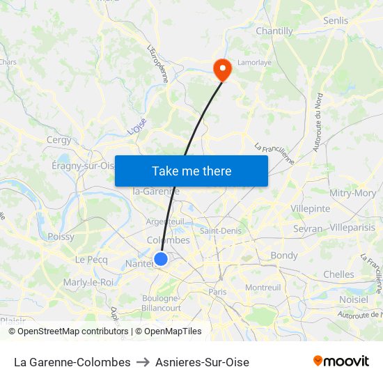 La Garenne-Colombes to Asnieres-Sur-Oise map