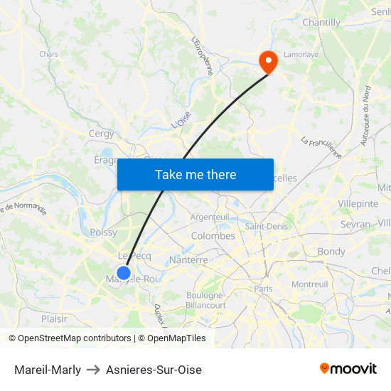 Mareil-Marly to Asnieres-Sur-Oise map