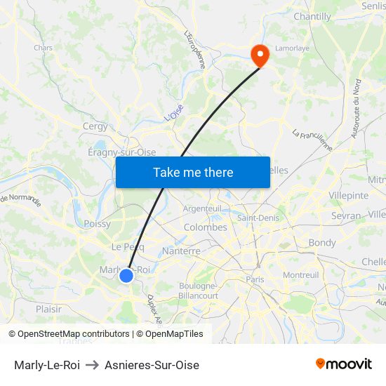 Marly-Le-Roi to Asnieres-Sur-Oise map