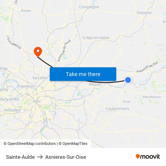 Sainte-Aulde to Asnieres-Sur-Oise map
