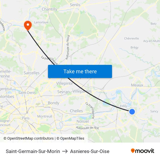 Saint-Germain-Sur-Morin to Asnieres-Sur-Oise map