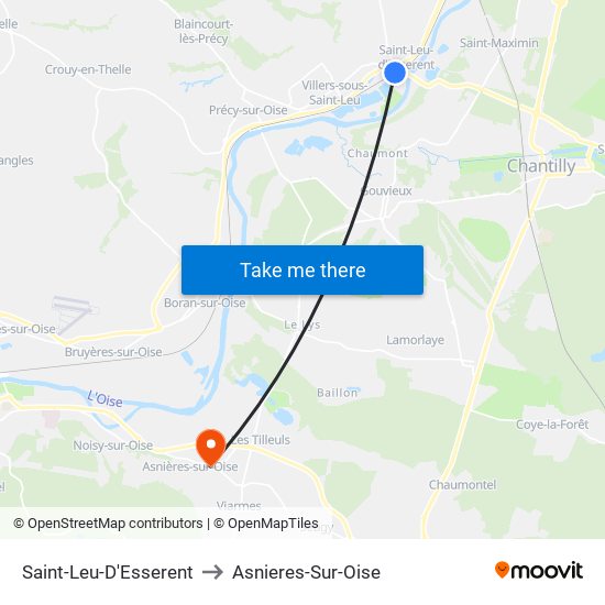 Saint-Leu-D'Esserent to Asnieres-Sur-Oise map