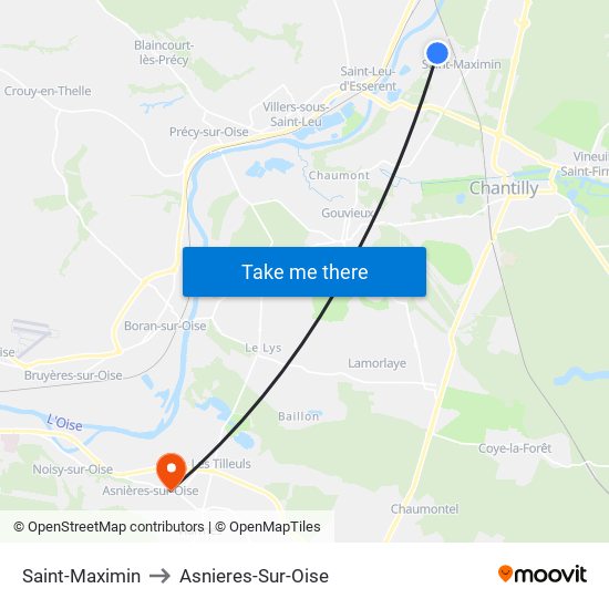 Saint-Maximin to Asnieres-Sur-Oise map