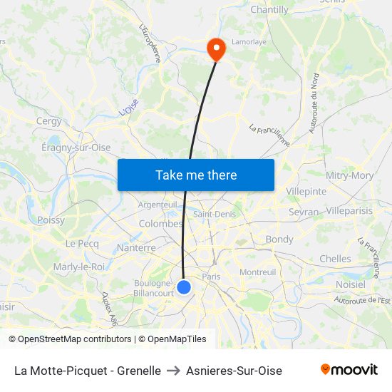 La Motte-Picquet - Grenelle to Asnieres-Sur-Oise map