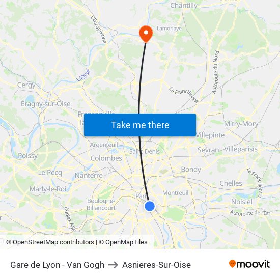 Gare de Lyon - Van Gogh to Asnieres-Sur-Oise map