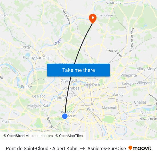Pont de Saint-Cloud - Albert Kahn to Asnieres-Sur-Oise map