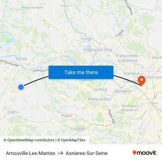 Arnouville-Les-Mantes to Asnieres-Sur-Seine map