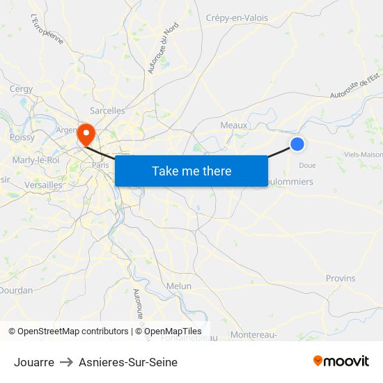 Jouarre to Asnieres-Sur-Seine map
