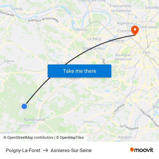 Poigny-La-Foret to Asnieres-Sur-Seine map