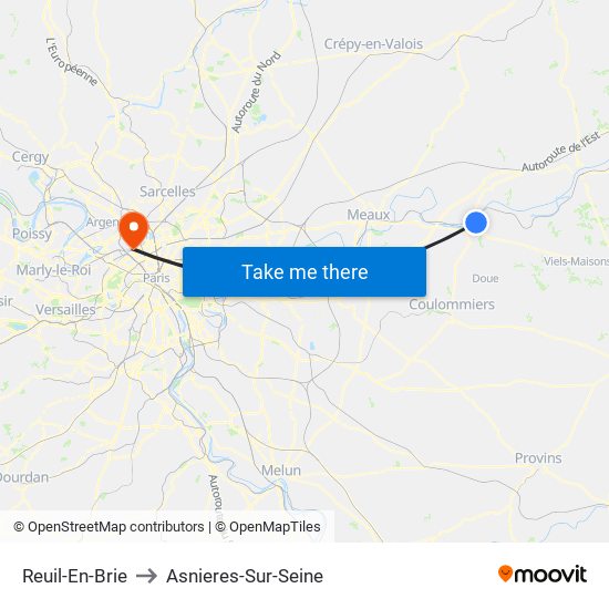Reuil-En-Brie to Asnieres-Sur-Seine map