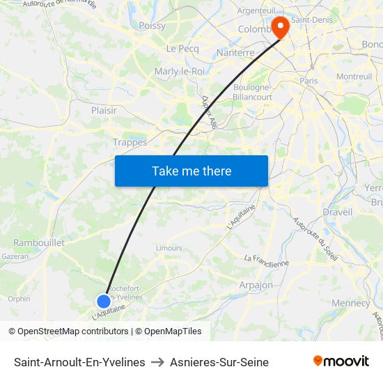 Saint-Arnoult-En-Yvelines to Asnieres-Sur-Seine map