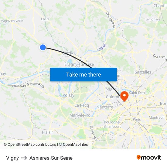 Vigny to Asnieres-Sur-Seine map