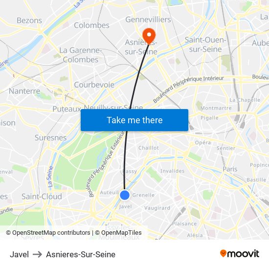 Javel to Asnieres-Sur-Seine map