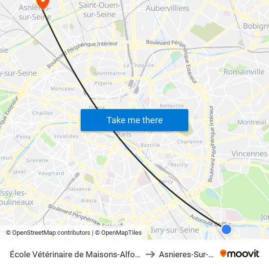 École Vétérinaire de Maisons-Alfort - Métro to Asnieres-Sur-Seine map