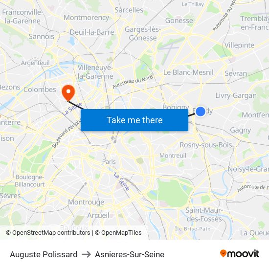 Auguste Polissard to Asnieres-Sur-Seine map