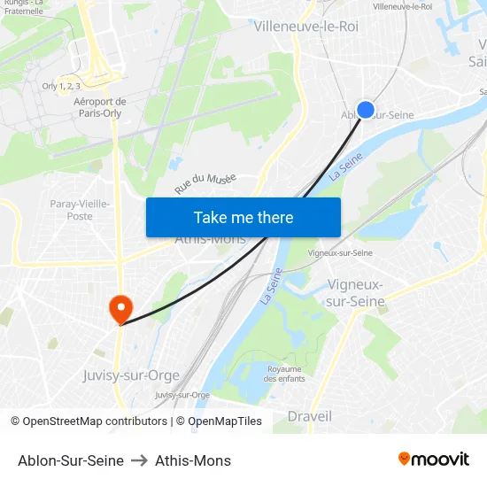 Ablon-Sur-Seine to Athis-Mons map