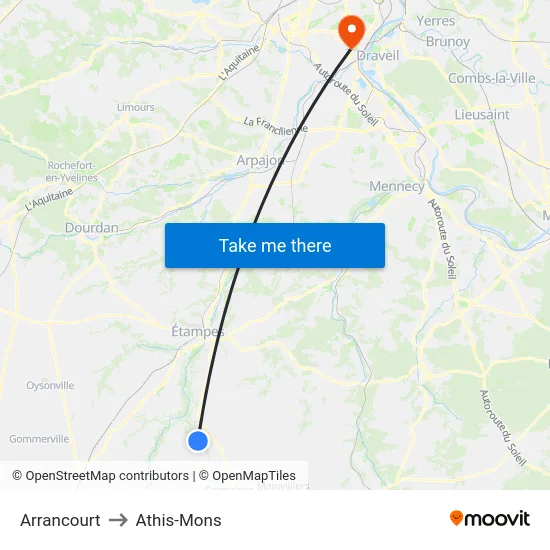 Arrancourt to Athis-Mons map