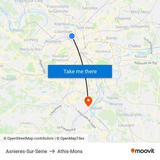 Asnieres-Sur-Seine to Athis-Mons map