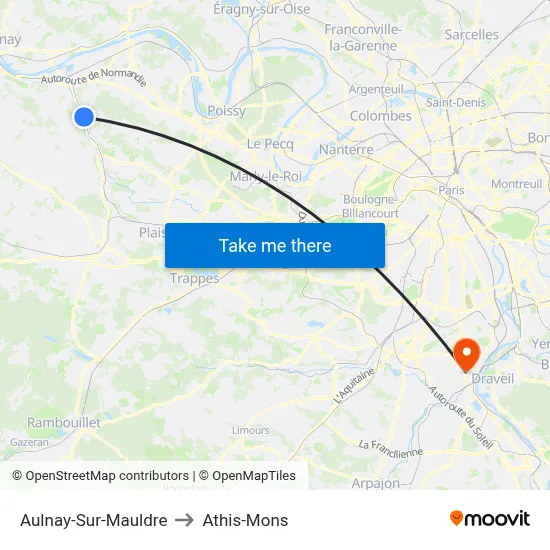 Aulnay-Sur-Mauldre to Athis-Mons map