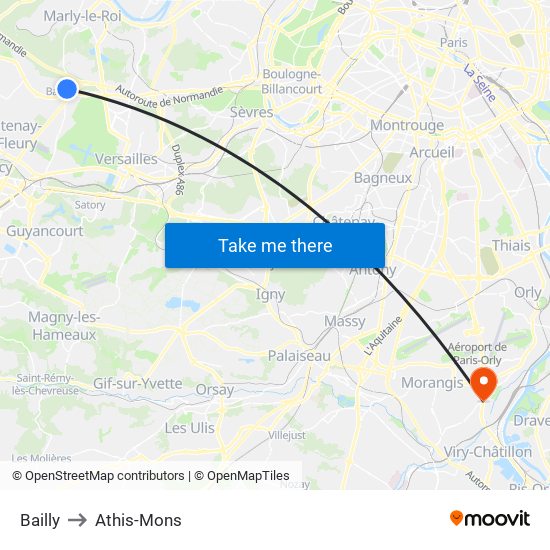 Bailly to Athis-Mons map