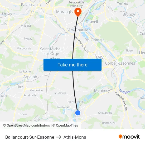 Ballancourt-Sur-Essonne to Athis-Mons map