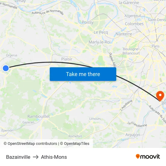 Bazainville to Athis-Mons map