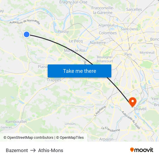 Bazemont to Athis-Mons map