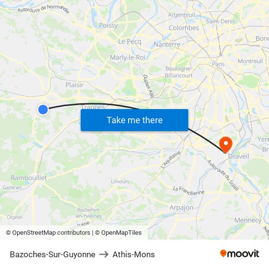 Bazoches-Sur-Guyonne to Athis-Mons map