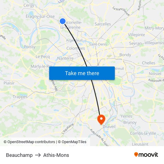 Beauchamp to Athis-Mons map