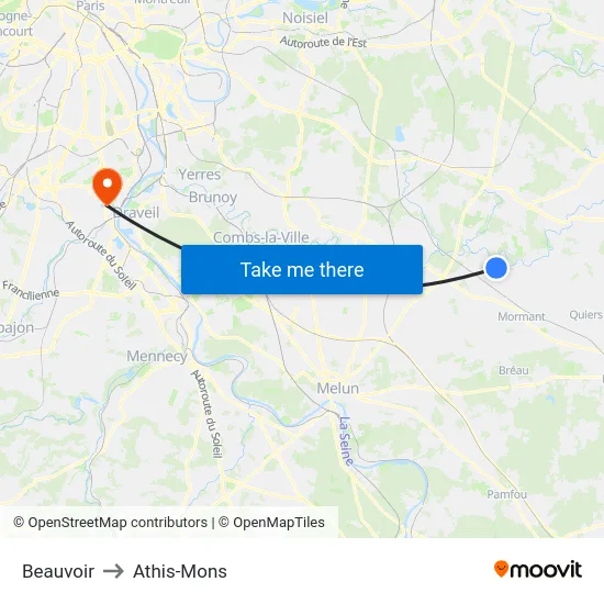 Beauvoir to Athis-Mons map