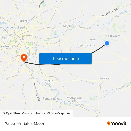 Bellot to Athis-Mons map