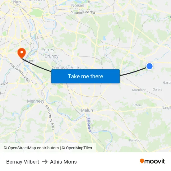 Bernay-Vilbert to Athis-Mons map