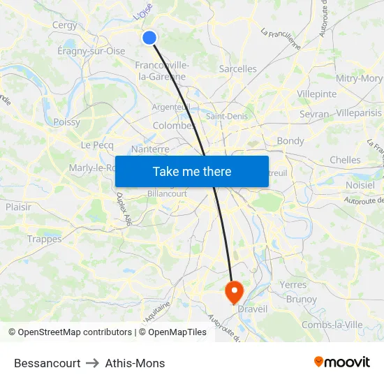 Bessancourt to Athis-Mons map