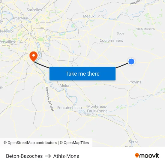 Beton-Bazoches to Athis-Mons map