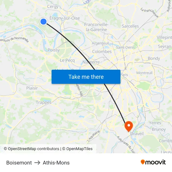 Boisemont to Athis-Mons map