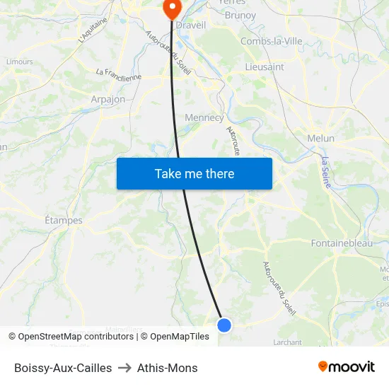 Boissy-Aux-Cailles to Athis-Mons map