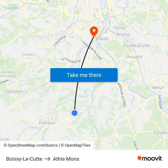 Boissy-Le-Cutte to Athis-Mons map