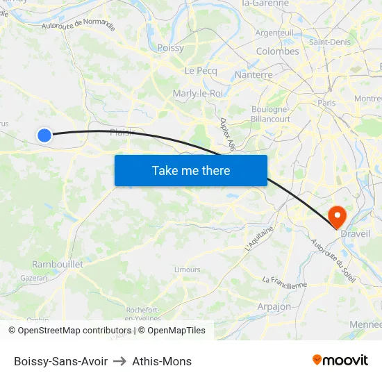 Boissy-Sans-Avoir to Athis-Mons map