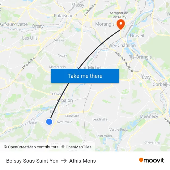 Boissy-Sous-Saint-Yon to Athis-Mons map