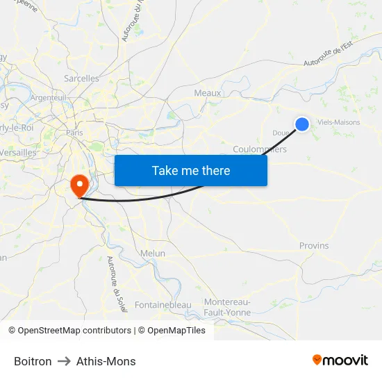 Boitron to Athis-Mons map