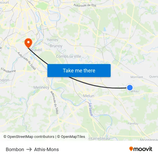Bombon to Athis-Mons map